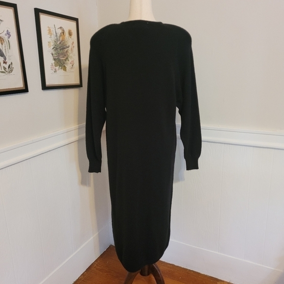 VINTAGE 80s Sequin Beaded Maxi Sweater Dress Long Sleeve Medium - Picture 7 of 8